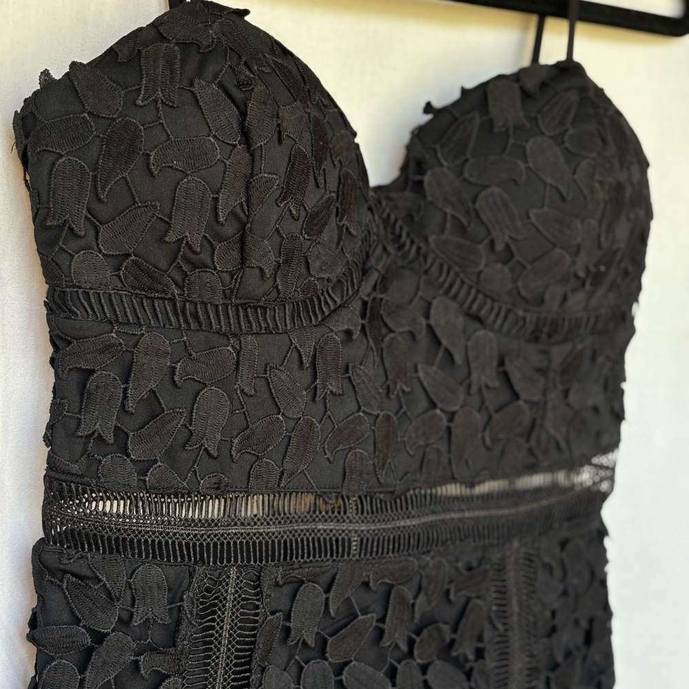 Just Me Black Midi Cocktail w/ 3D Lace